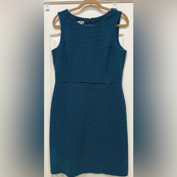 Talbots Dresses & Skirts - Talbots sleeveless knit dress Black & turquoise stripe. Size 12